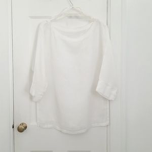 Linen white 3/4 sleeve tunic. Size L